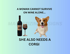 Corgi and Wine Magnet picture