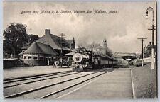 Malden, Massachusetts MA - Boston & Maine Railroad Station - Vintage Postcards picture