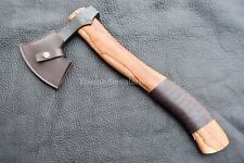Hand Forged Medieval Throwing Carving Axe With Leather Cover. picture