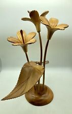 Vintage MCM Wood Flower Sculpture Centerpiece Flowers Tiki Tropical picture