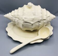 Vintage 1978 Ceramic Conch Sea Shell Tureen Centerpiece w/ Plate & Ladel picture