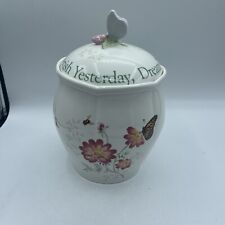 Lenox BUTTERFLY MEADOW Cookie Jar Cherish Yesterday Dream Tomorrow Live Today picture