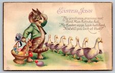 Easter Joys Anthropomorphic Cat Bunny Rabbit Birds 1923 Postcard picture