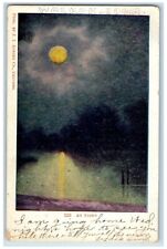 1906 Exterior Night Moon Road Moonlight Walker Iowa IA Vintage Antique Postcard picture