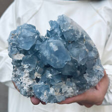 5.3lb Large Natural Blue Celestite Crystal Geode Quartz Cluster Mineral Specime picture