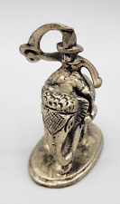 Vintage Hand Made Etched Miniature Metal Man Riding Elephant w/ Sword Figurine picture