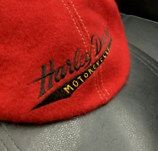 Vintage Harley Davidson Embroidered Baseball Cap- Red Wool/Leather- Adjustable picture