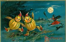 Tuck's Series 150 Halloween Postcard~Antique~Pumpkin Men Chased By Witch~c1908 picture
