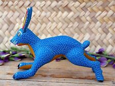 Alebrije Blue Bunny Rabbit Handmade by Inocencio Vasquez Oaxaca Mexican Folk Art picture