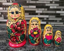 Russian Hand Painted Nesting Doll 4 Set 6 Inches  picture