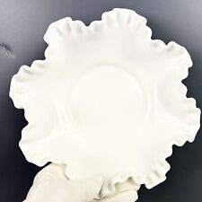 Vintage Fenton White Milk Glass Hobnail Ruffled Fluted Edge Bowl Candy Dish picture