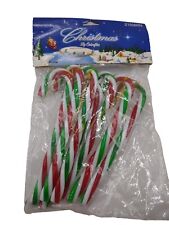 7 Vintage NOS Plastic Candy Cane Christmas Holiday Ornaments Red Green White 5