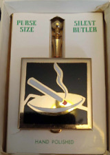 Vintage Purse/pocket Size Portable Silent Butler Brass Ashtray picture
