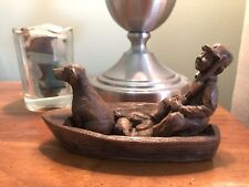 Hunting Dog with Man in Boat Figurine picture