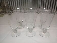 Lot of 6 Fostoria Romance Etched Crystal Footed Water Goblets / Tea Glasses picture