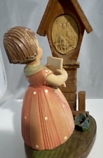 Vtg Toriart Carved Wood Girl with Tablet at Christian Shrine Italy picture