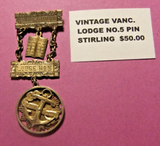 Vintage VANCOUVER LODGE NUMBER 5 Sterling Silver Pin picture