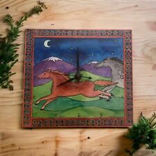 Vintage Wild Horses Print By Artist Pamela Corwin Clock Paper Scissors Rock picture