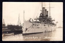 USS Saratoga Battleship in Honolulu RPPC Real Photo Vintage Postcard Unused picture