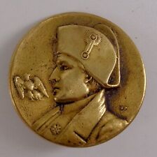 FRENCH NAPOLEON BONAPARTE - Vintage Brass Badge / Brooch - FP Makers Mark picture