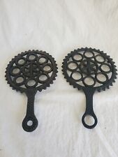 2 Vintage Round Handled Cast Iron Footed Trivets (1) Wilton, Other Is Unbranded  picture