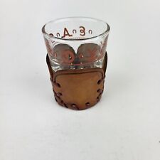 Vtg Branding Iron Western Cowboy Shot Glass w/ Leather Grip Holder USA picture