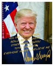PRESIDENT DONALD TRUMP MOTHERS DAY/BIRTHDAY PERSONALIZED MESSAGE 8X10 PHOTO picture