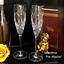Champagne Flutes /Vintage Waterford Crystal / Love Toasting Wedding Flutes Pair picture