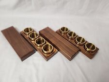 VINTAGE SOLID BRASS BANDED NAPKIN RINGS W WOODEN BOX - SET OF 8 picture