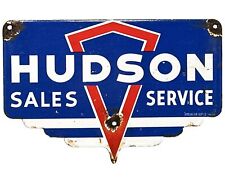 VINTAGE HUDSON PORCELAIN SERVICE SIGN GAS STATION PUMP MOTOR OIL DEALERSHIP picture