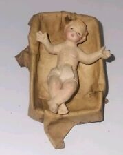 Rare Vintage Cartapesta Paper Mache Baby Jesus In Manger Nativity Italy picture