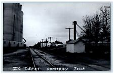 c1960's IC Depot Pomeroy Iowa Railroad Train Depot Station RPPC Photo Postcard picture