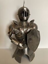 Vintage Metal Medieval Knight in Armor Statue Figure 12.5” Tall picture
