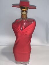 LANDY DESIR COGNAC EMPTY BOTTLE LADY IN A RED DRESS LIQUOR GLASS DECOR WITH HAT picture