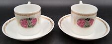 2 Vintage Nymphenburg Demistasse Espresso Cups & Saucers - Roses picture