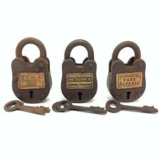 Old West Locks (3), Yuma, Pony Express, Tombstone, Vintage Antique Finish picture