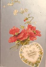 1906 Valentine Greetings Postcard, Embossed Postcard with Silvertone. #-913 picture