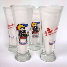 Libby Bud Light Spuds MacKenzie Pilsner Tall Party Animal Glass 1987 Set of 4 picture