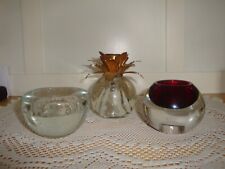 3 Vintage Glass Candle Holders-Taper and tea light candles--(S+D) picture