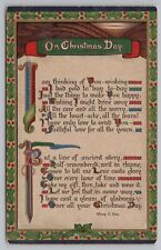 Ernest Nister Christmas Calligraphy~Holly Berry Border~Mary Low Poem~Art Nouveau picture