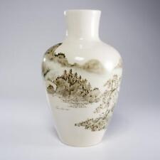 Japanese Mountain Landscape Nature Scene Crackle Glaze Vase Meiji Period Antique picture