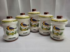 Vintage Hand Painted Bird 5pc. Spices Canister Set picture