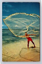 HI- Hawaii, Hawaiian Throw-Net, Antique, Vintage c1955 Souvenir Postcard picture
