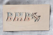 Antique Hand Drawn & Colored Victorian Calling Card - B.M. Block picture