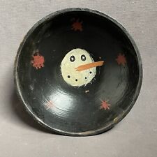 Vintage Wooden Handpainted Snowman Bowl picture