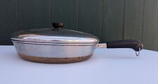 Vintage Revere Ware 1801 Made In USA Copper Clad Bottom 12 Inch Skillet With Lid picture