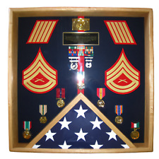Military Shadow Box Display Case 24 x 24  Square Red Oak picture
