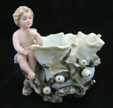 Vtg Lefton Cherub Child Bisque Planter Vase Figurine Dish Acorn Oak Tree KW3078A picture