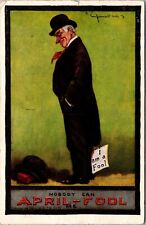 Wall Artist Signed Postcard Man Nobody Can April Fool Humor c1910's Antique JB24 picture