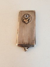 Vintage Elks Lodge sterling silver 10k gold garnet stamp case holder HELLO BILL picture
